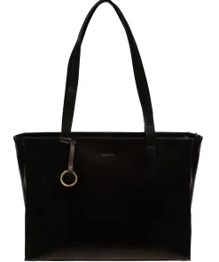 Bella' Black Leather Tote Bag