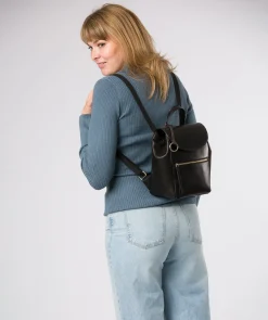 Belle' Black Leather Backpack