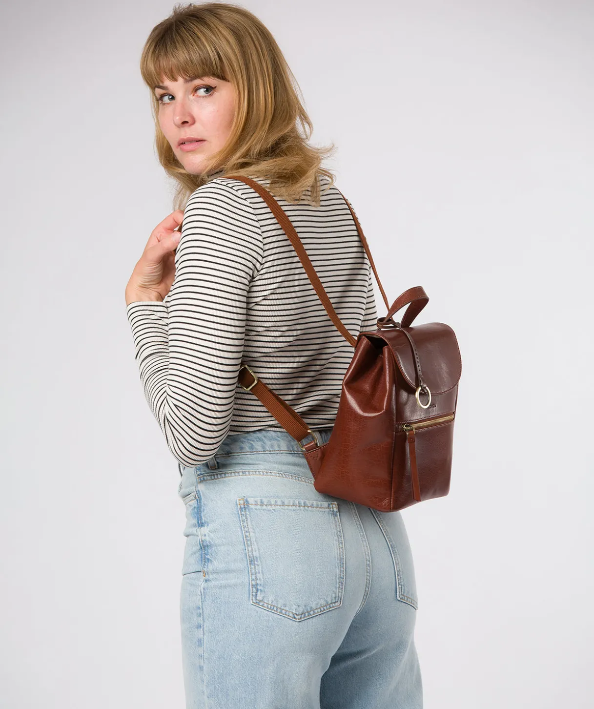 Belle' Conker Brown Leather Backpack