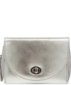 Belle' Metallic Silver Leather Purse