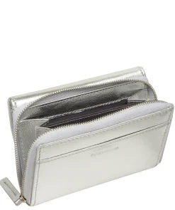 Belle' Metallic Silver Leather Purse