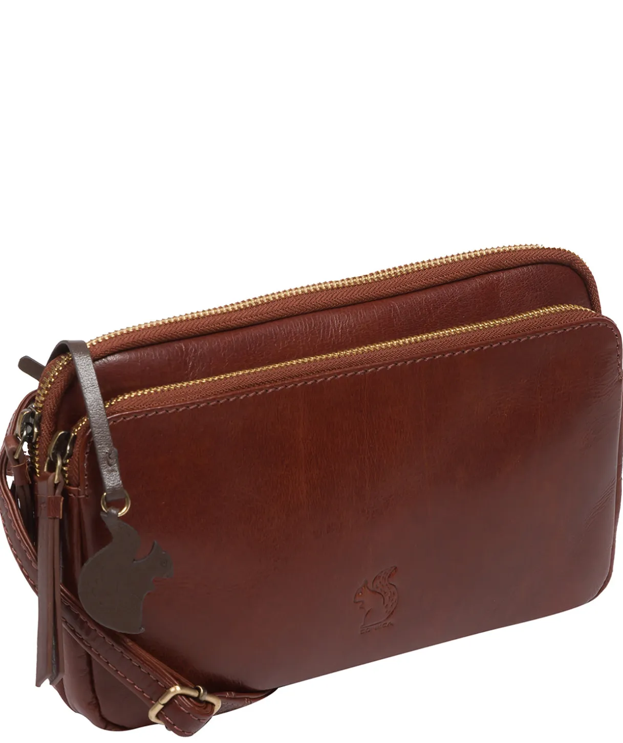Birdie' Conker Brown Leather Cross Body Bag