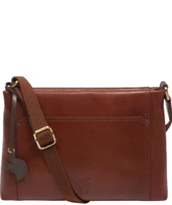 Blossom' Conker Brown Leather Cross Body Bag