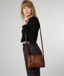Blossom' Conker Brown Leather Cross Body Bag