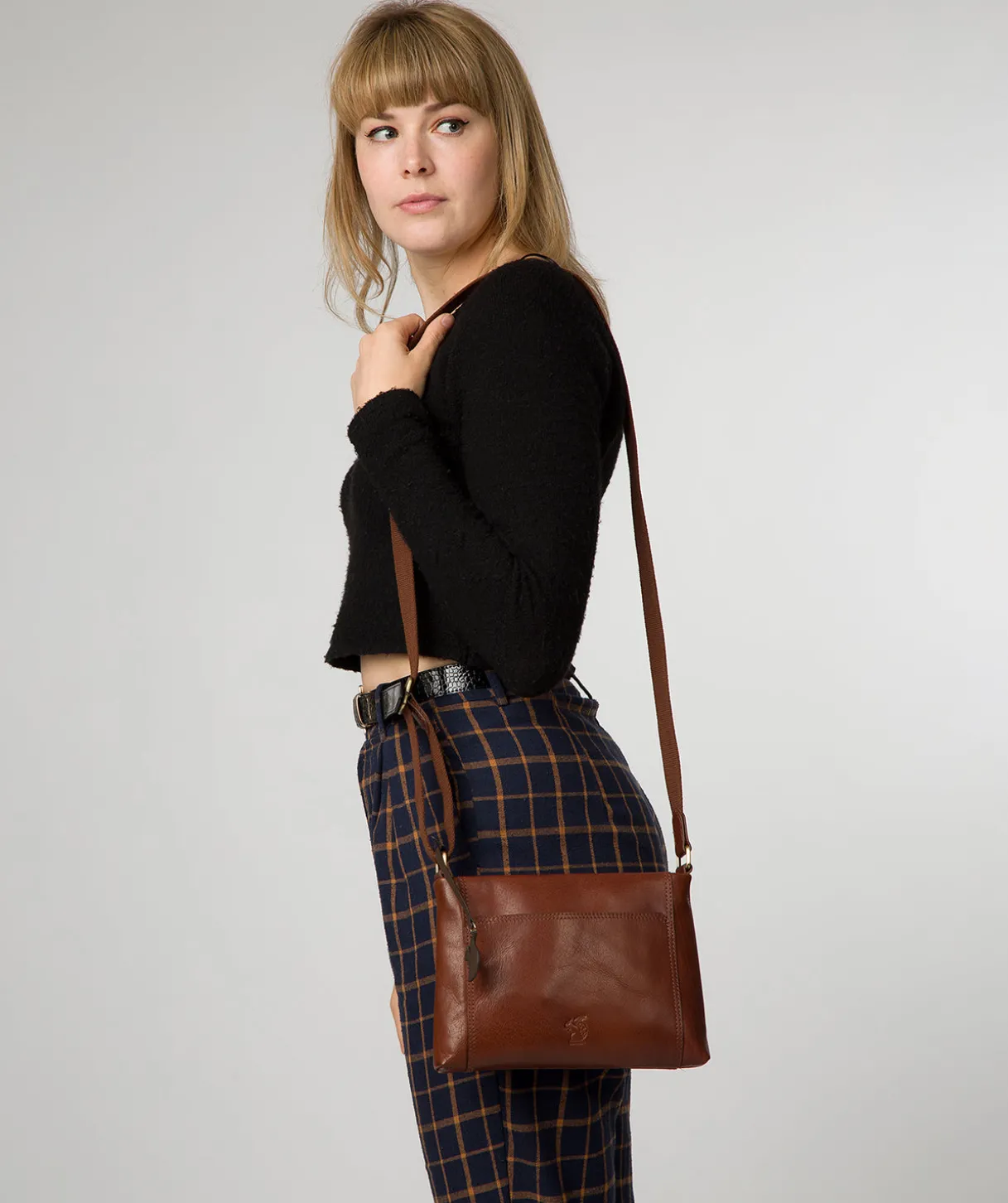 Blossom' Conker Brown Leather Cross Body Bag