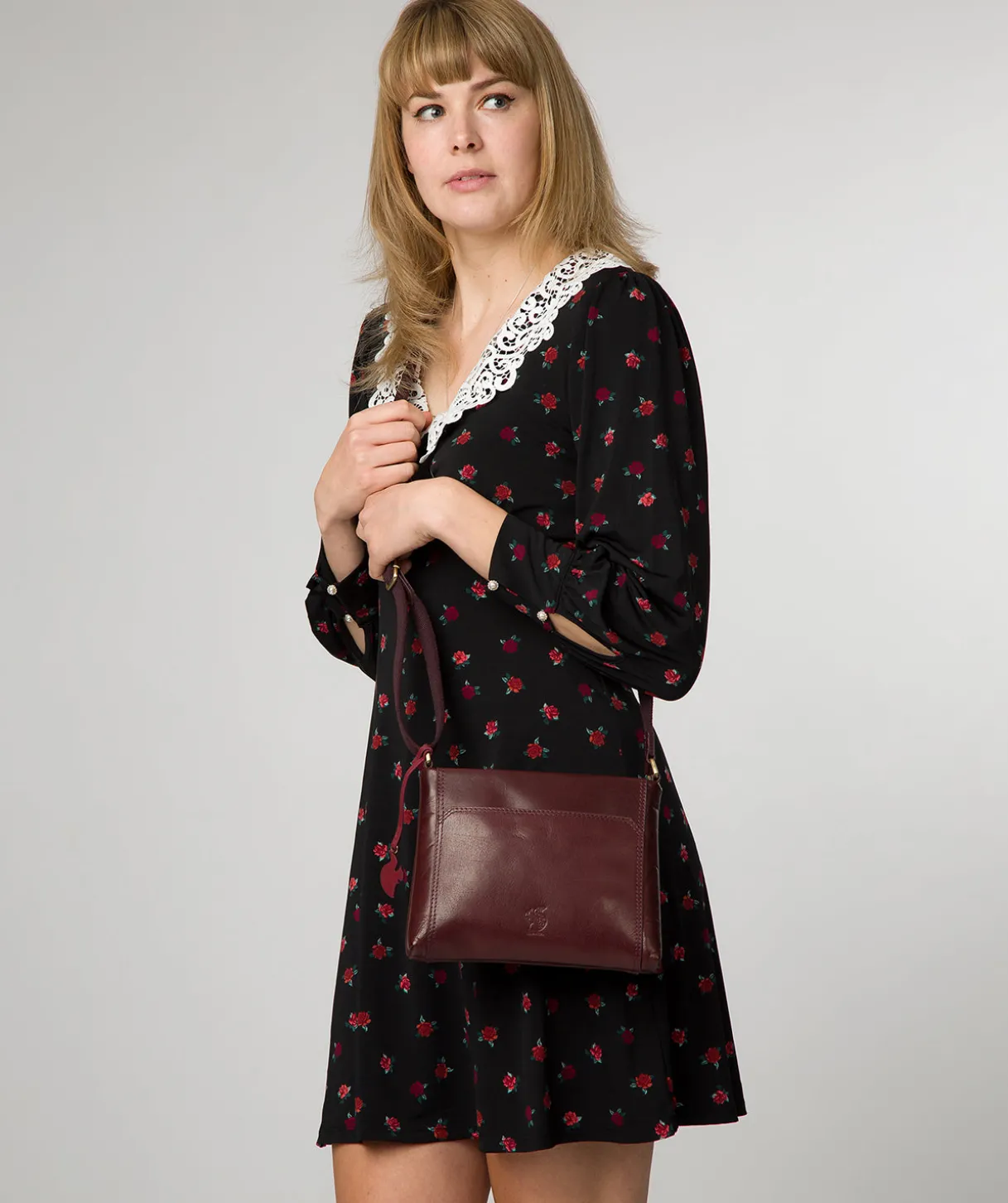 Blossom' Plum Leather Cross Body Bag