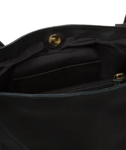 Brighton' Black Leather Shopper Bag