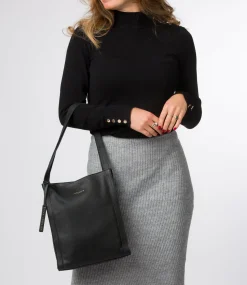 Brighton' Black Leather Shopper Bag