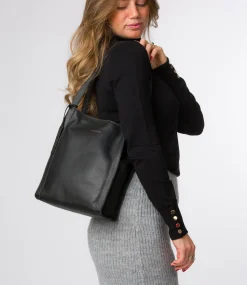 Brighton' Black Leather Shopper Bag