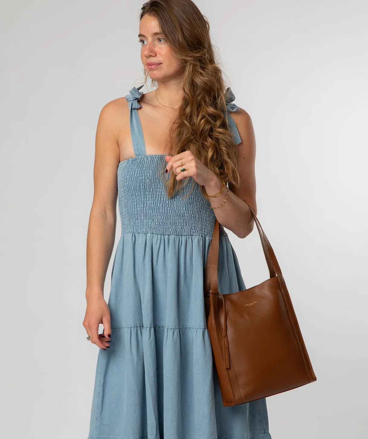 Brighton' Tan Leather Shopper Bag