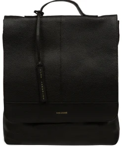 Brigitte' Black Leather Backpack
