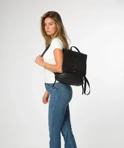 Brigitte' Black Leather Backpack