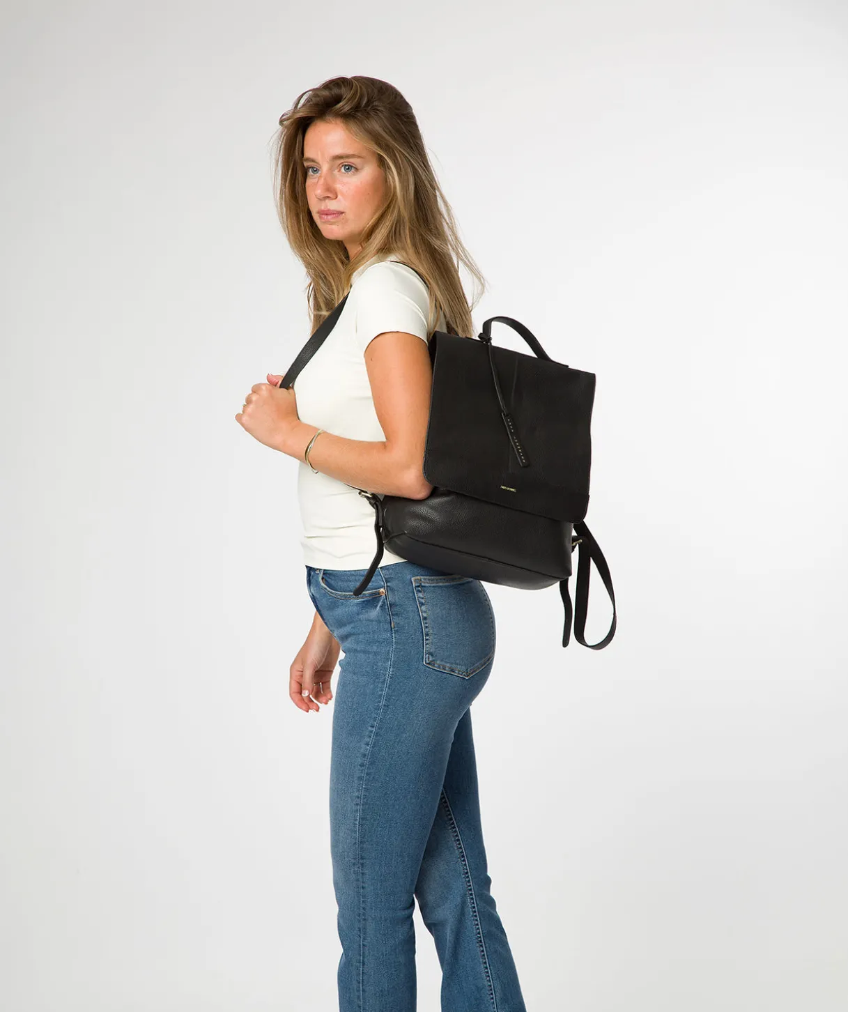 Brigitte' Black Leather Backpack