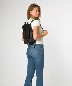 Brigitte' Black Leather Backpack