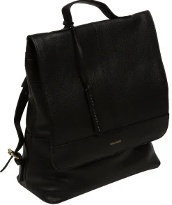 Brigitte' Black Leather Backpack