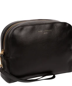 Brompton' Black Leather Make-Up Bag
