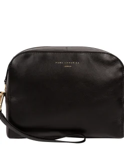 Brompton' Black Leather Make-Up Bag