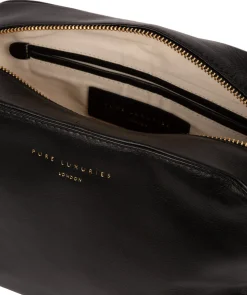 Brompton' Black Leather Make-Up Bag