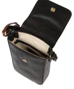 Buzz' Black Leather Cross Body Phone Bag