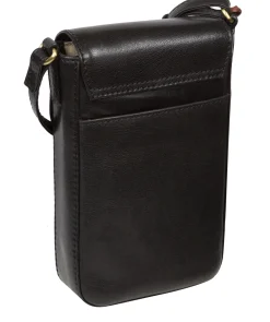 Buzz' Black Leather Cross Body Phone Bag