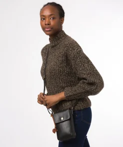 Buzz' Black Leather Cross Body Phone Bag