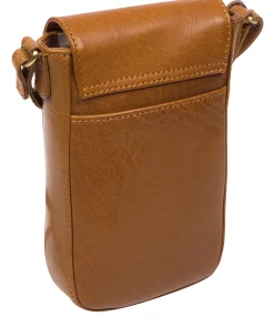 Buzz' Dark Tan Leather Cross Body Phone Bag