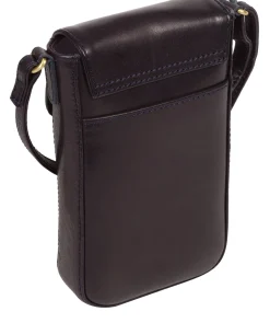 Buzz' Navy Leather Cross Body Phone Bag