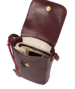 Buzz' Plum Leather Cross Body Phone Bag