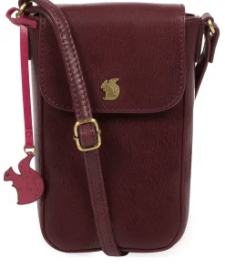 Buzz' Plum Leather Cross Body Phone Bag