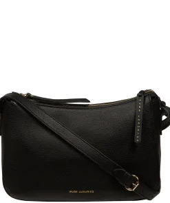 Caldecote' Black Leather Cross Body Bag