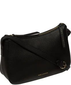 Caldecote' Black Leather Cross Body Bag