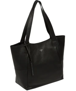 Cami' Black Leather Tote Bag