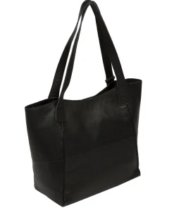 Cami' Black Leather Tote Bag