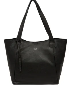 Cami' Black Leather Tote Bag