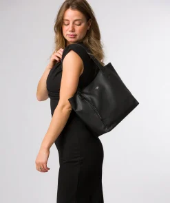 Cami' Black Leather Tote Bag