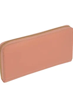 Candy' Misty Rose Leather Zip-Round Purse