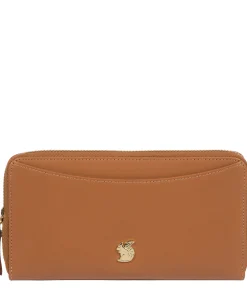 Candy' Saddle Tan Leather Zip-Round Purse