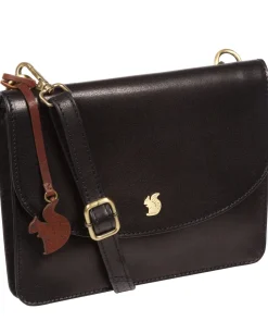 Cara' Black Leather Cross Body Clutch Bag