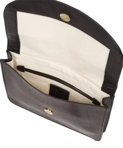 Cara' Black Leather Cross Body Clutch Bag