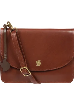 Cara' Conker Brown Leather Cross Body Clutch Bag
