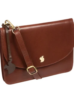 Cara' Conker Brown Leather Cross Body Clutch Bag