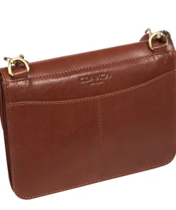 Cara' Conker Brown Leather Cross Body Clutch Bag