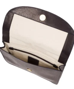 Cara' Navy Leather Cross Body Clutch Bag