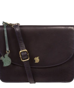 Cara' Navy Leather Cross Body Clutch Bag