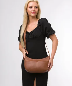 Carli' Tan Leather Cross Body Bag