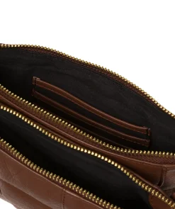 Carmen' Dark Tan Nappa Leather Cross Body Bag