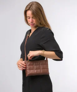 Carmen' Dark Tan Nappa Leather Cross Body Bag