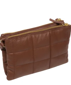Carmen' Dark Tan Nappa Leather Cross Body Bag