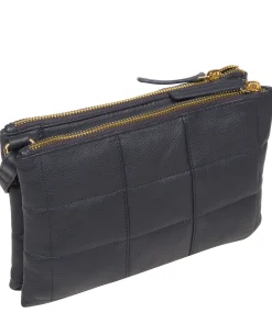 Carmen' Navy Nappa Leather Cross Body Bag