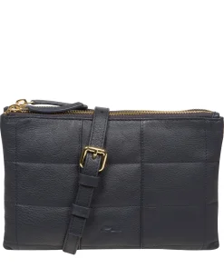 Carmen' Navy Nappa Leather Cross Body Bag